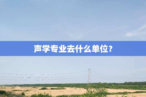 声学专业去什么单位？
