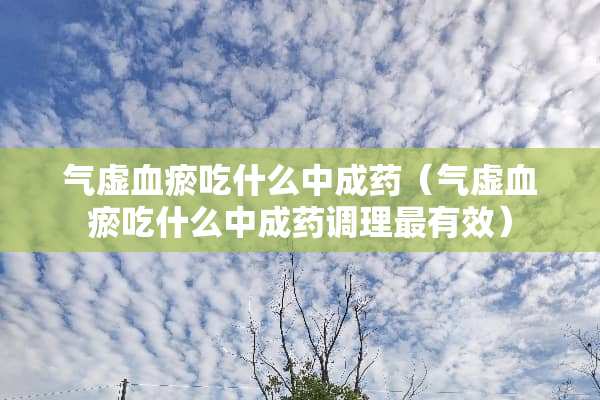 气虚血瘀吃什么中成药（气虚血瘀吃什么中成药调理最有效）