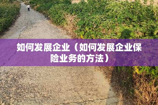 如何发展企业（如何发展企业保险业务的方法）