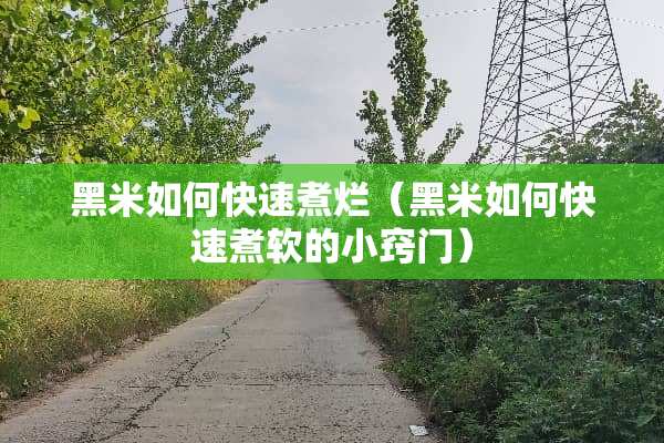 黑米如何快速煮烂（黑米如何快速煮软的小窍门）