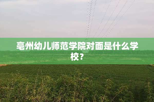 亳州幼儿师范学院对面是什么学校？