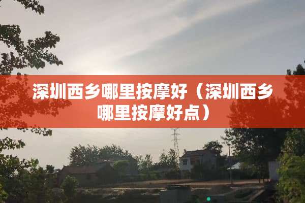 深圳西乡哪里按摩好（深圳西乡哪里按摩好点）