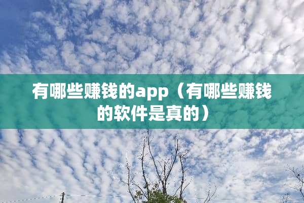 有哪些赚钱的app（有哪些赚钱的软件是真的）