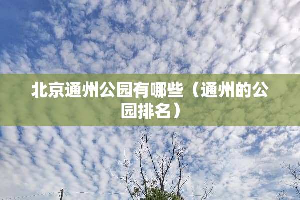 北京通州公园有哪些（通州的公园排名）