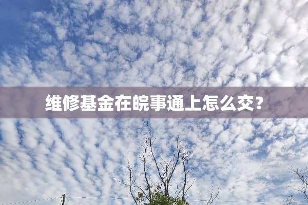 维修基金在皖事通上怎么交？