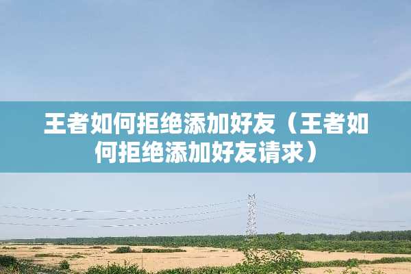 王者如何拒绝添加好友（王者如何拒绝添加好友请求）
