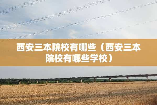 西安三本院校有哪些（西安三本院校有哪些学校）