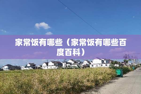 家常饭有哪些（家常饭有哪些百度百科）