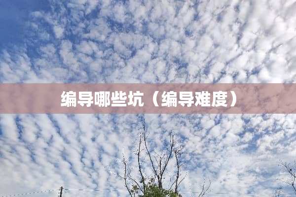 编导哪些坑（编导难度）