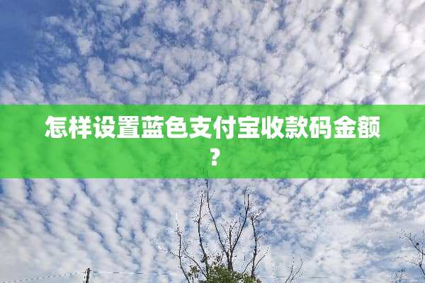 怎样设置蓝色支付宝收款码金额？