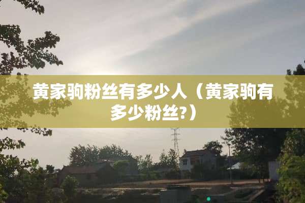 黄家驹粉丝有多少人（黄家驹有多少粉丝?）