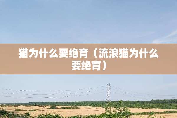 猫为什么要绝育（流浪猫为什么要绝育）