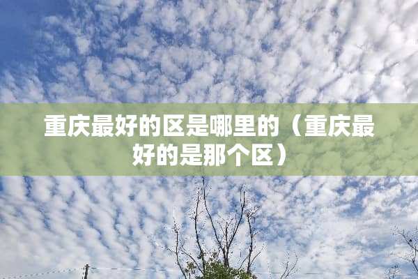 重庆最好的区是哪里的（重庆最好的是那个区）
