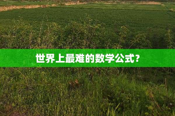 世界上最难的数学公式？