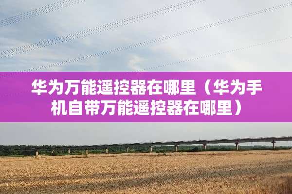 华为万能***在哪里（华为手机自带万能***在哪里）