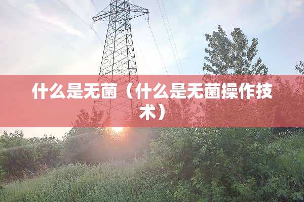 什么是无菌（什么是无菌操作技术）
