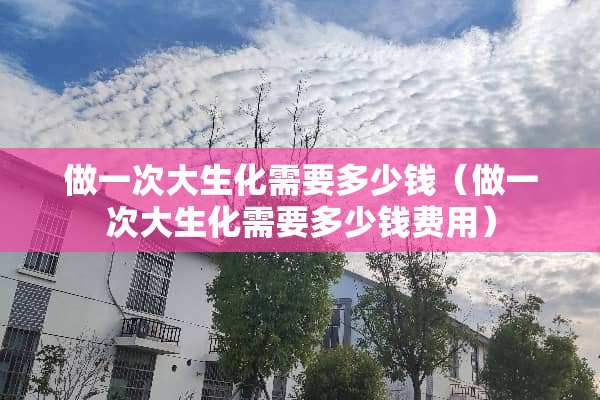 做一次大生化需要多少钱（做一次大生化需要多少钱费用）