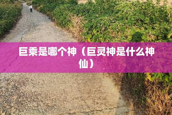 巨乘是哪个神（巨灵神是什么神仙）