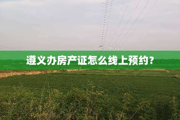 遵义办房产证怎么线上预约？