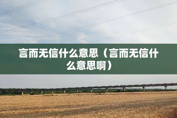 言而无信什么意思（言而无信什么意思啊）