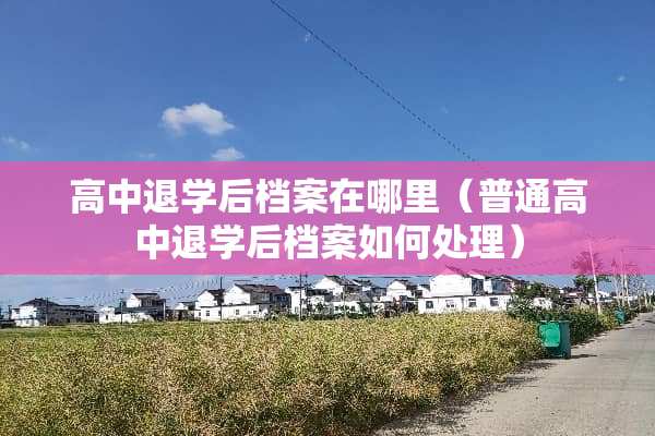 高中退学后档案在哪里（普通高中退学后档案如何处理）