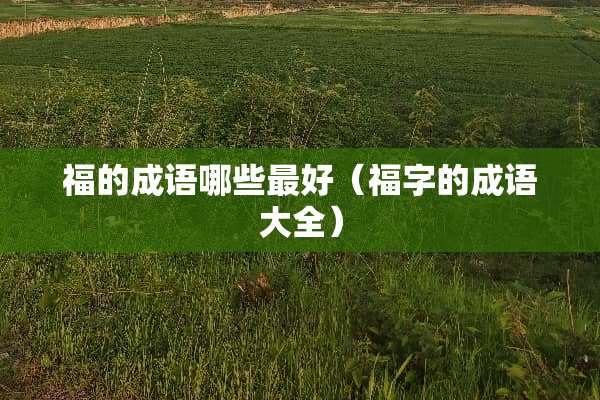 福的成语哪些最好（福字的成语大全）