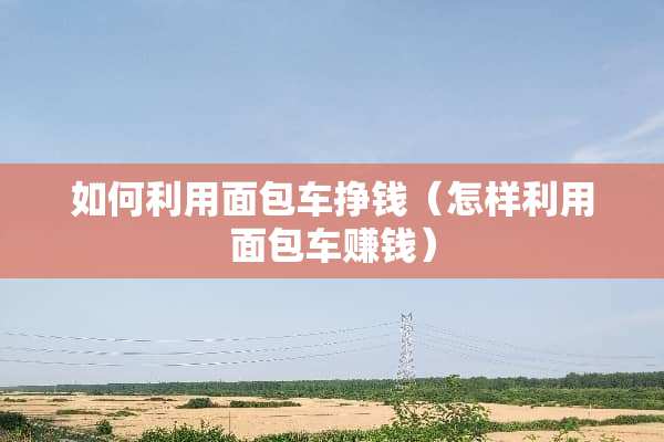 如何利用面包车挣钱（怎样利用面包车赚钱）