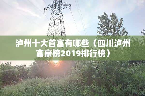 泸州十大首富有哪些（四川泸州富豪榜2019排行榜）
