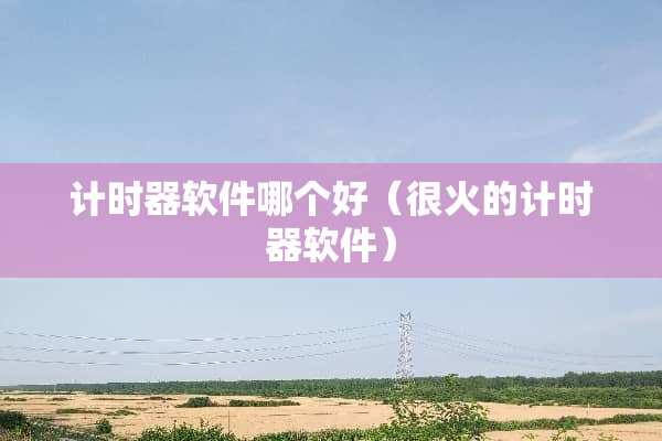 计时器软件哪个好（很火的计时器软件）