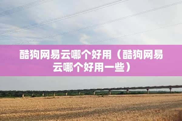 酷狗网易云哪个好用（酷狗网易云哪个好用一些）