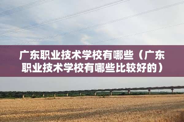 广东职业技术学校有哪些（广东职业技术学校有哪些比较好的）