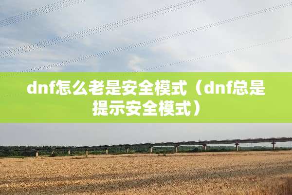 dnf怎么老是安全模式（dnf总是提示安全模式）
