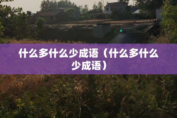 什么多什么少成语（什么多什么少成语）