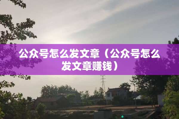 公众号怎么发文章（公众号怎么发文章赚钱）