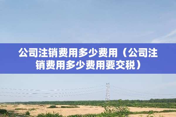 公司注销费用多少费用（公司注销费用多少费用要交税）