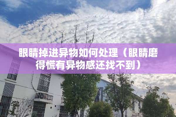 眼睛掉进异物如何处理（眼睛磨得慌有异物感还找不到）