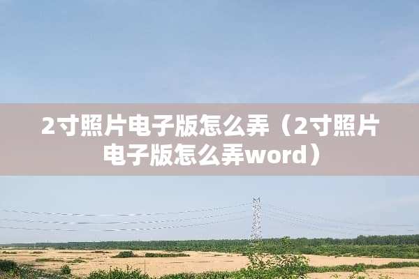 2寸照片电子版怎么弄（2寸照片电子版怎么弄word）