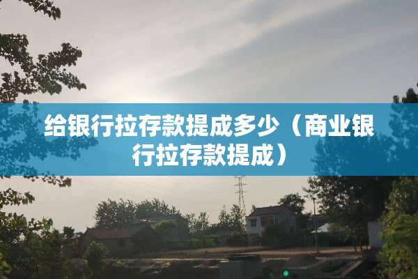 给银行拉存款提成多少（商业银行拉存款提成）