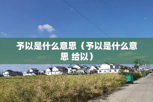 予以是什么意思（予以是什么意思 给以）