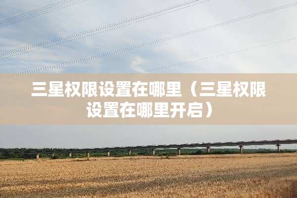 三星权限设置在哪里（三星权限设置在哪里开启）
