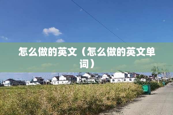 怎么做的英文（怎么做的英文单词）