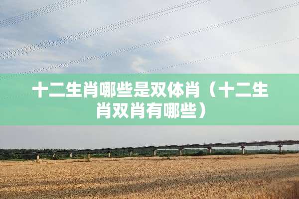 十二生肖哪些是双体肖（十二生肖双肖有哪些）