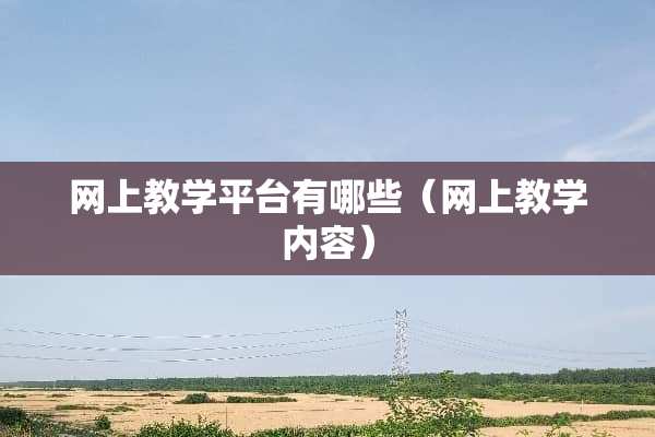 网上教学平台有哪些（网上教学内容）
