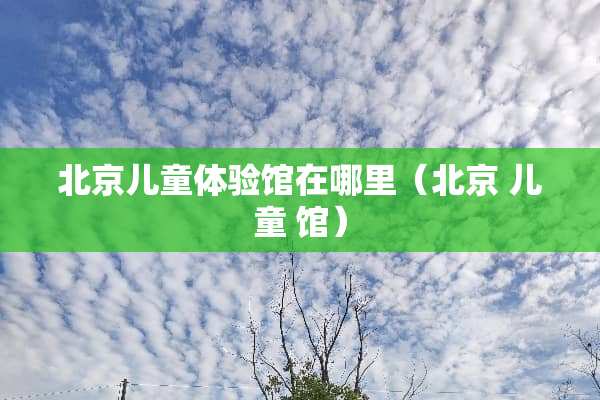 北京儿童体验馆在哪里（北京 儿童 馆）