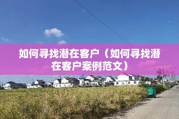 如何寻找潜在客户（如何寻找潜在客户案例范文）