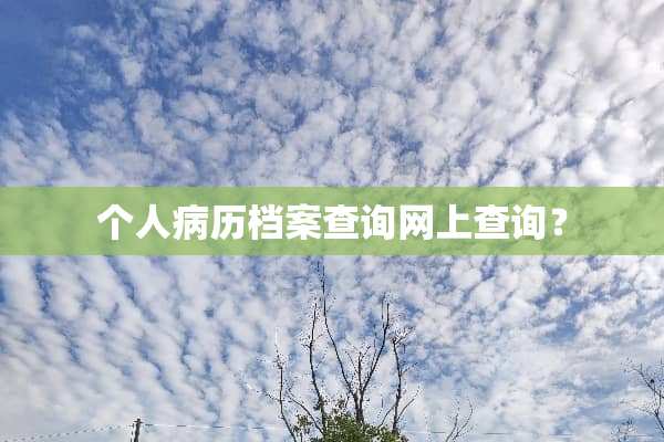 个人病历档案查询网上查询？