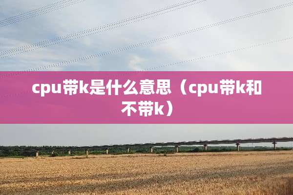 cpu带k是什么意思（cpu带k和不带k）