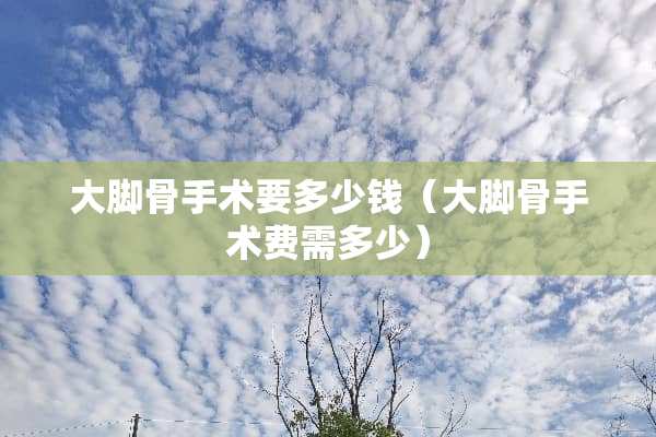 大脚骨手术要多少钱（大脚骨手术费需多少）