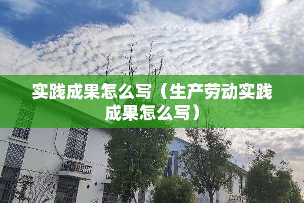 实践成果怎么写（生产劳动实践成果怎么写）