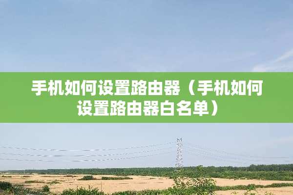 手机如何设置路由器（手机如何设置路由器白名单）